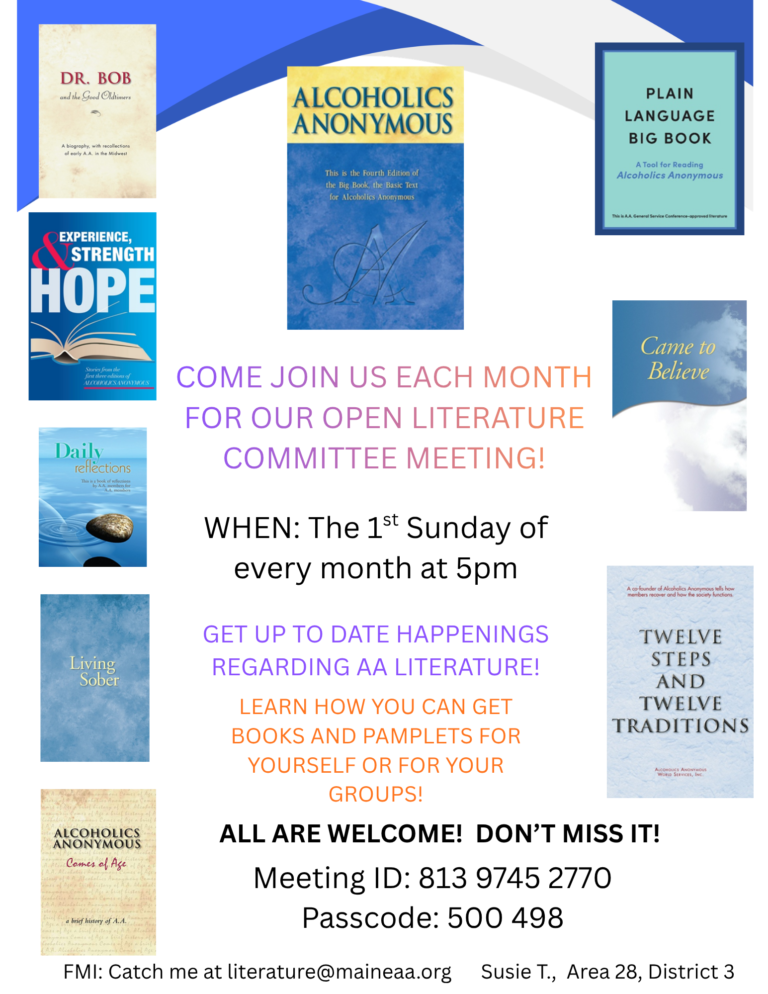 COME JOIN US EACH MONTH FOR OUR OPEN LITERATURE COMMITTEE MEETING! (2)